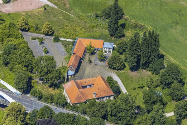Aerial view, Haus Herbede, castle and historical sight, Witten, Ennepe-Ruhr district, Ruhr area, North Rhine-Westphalia, Germany