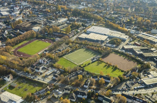 Aerial view, Wullenstadion, training grounds, Witten, Ruhr area, North Rhine-Westphalia, Germany