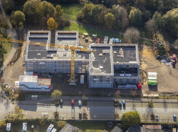 Aerial view, Witten/Herdecke University, new library building campus, Annen, Witten, Ruhr area, North Rhine-Westphalia, Germany