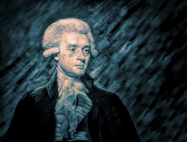 Portrait of Thomas Jefferson, 1743 - 1826, third president of the United States and principal author of the Declaration of Independence, digitally optimized based on a painting by Mather Brown