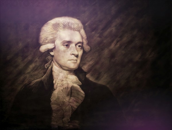Portrait of Thomas Jefferson, 1743 - 1826, third president of the United States and principal author of the Declaration of Independence, digitally optimized based on a painting by Mather Brown