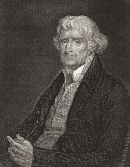 Portrait of Thomas Jefferson, 1743 - 1826, third president of the United States and principal author of the Declaration of Independence, digitally optimized