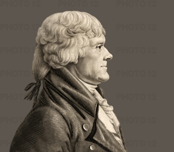 Portrait of Thomas Jefferson, 1743 - 1826, third president of the United States and principal author of the Declaration of Independence, digitally optimized