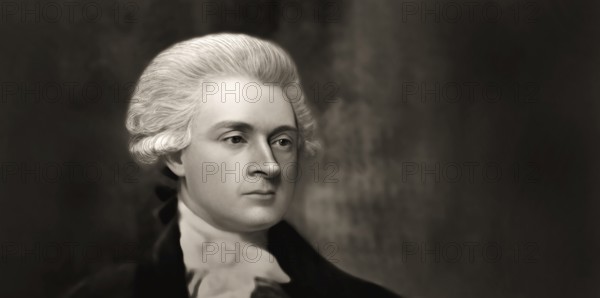 Portrait of Thomas Jefferson, 1743 - 1826, third president of the United States and principal author of the Declaration of Independence, digitally optimized