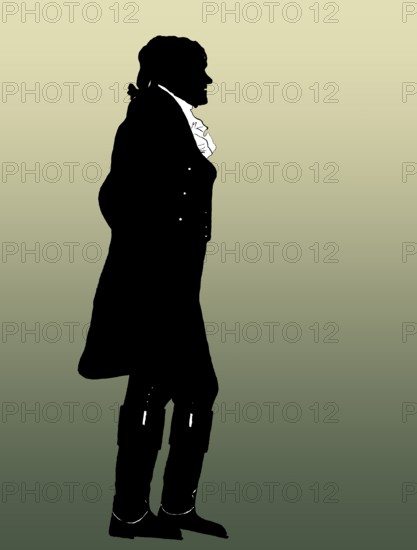 Portrait of Thomas Jefferson, 1743 - 1826, third president of the United States and principal author of the Declaration of Independence, digitally optimized based on a full-length silhouette portrait by John Marshal