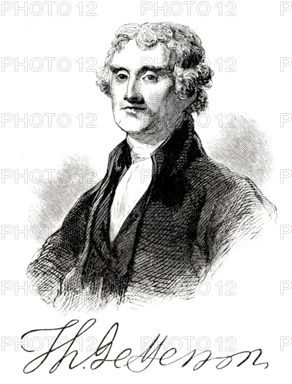 Portrait of Thomas Jefferson, 1743 - 1826, third president of the United States and principal author of the Declaration of Independence, digitally optimized