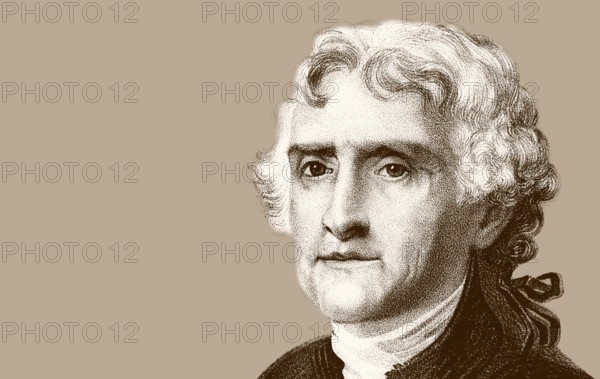 Portrait of Thomas Jefferson, 1743 - 1826, third president of the United States and principal author of the Declaration of Independence, digitally optimized