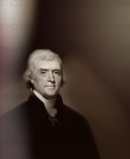 Portrait of Thomas Jefferson, 1743 - 1826, third president of the United States and principal author of the Declaration of Independence, digitally optimized based on a painting by Rembrandt Peale