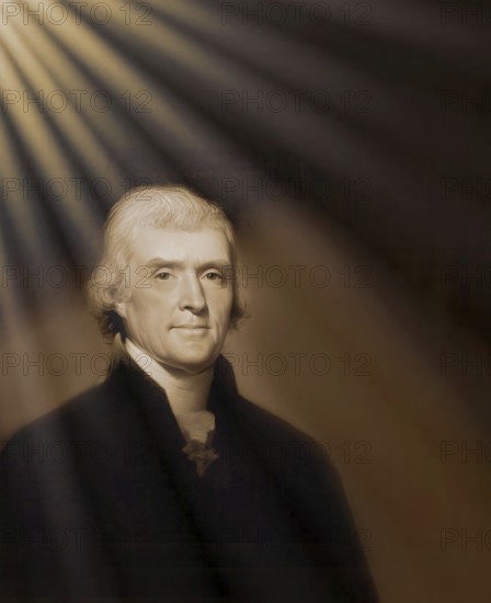 Portrait of Thomas Jefferson, 1743 - 1826, third president of the United States and principal author of the Declaration of Independence, digitally optimized based on a painting by Rembrandt Peale