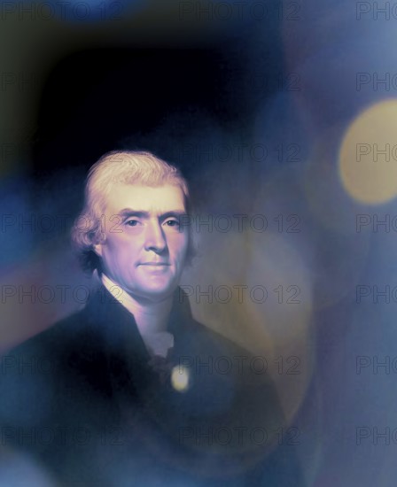 Portrait of Thomas Jefferson, 1743 - 1826, third president of the United States and principal author of the Declaration of Independence, digitally optimized based on a painting by Rembrandt Peale