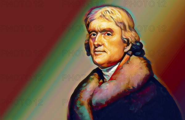 Portrait of Thomas Jefferson, 1743 - 1826, third president of the United States and principal author of the Declaration of Independence, digitally optimized based on a painting by Rembrandt Peale