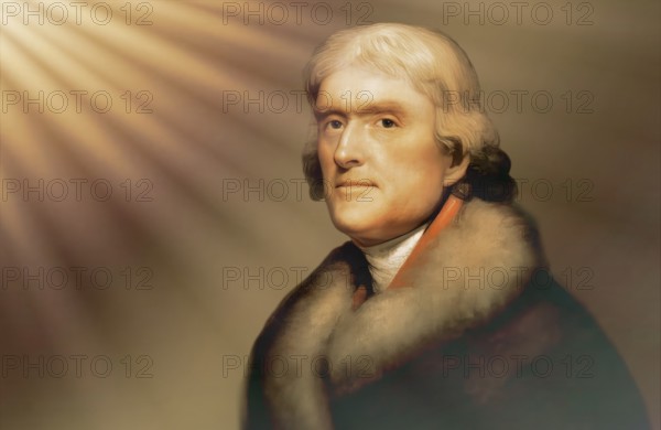 Portrait of Thomas Jefferson, 1743 - 1826, third president of the United States and principal author of the Declaration of Independence, digitally optimized based on a painting by Rembrandt Peale