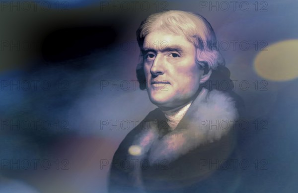 Portrait of Thomas Jefferson, 1743 - 1826, third president of the United States and principal author of the Declaration of Independence, digitally optimized based on a painting by Rembrandt Peale