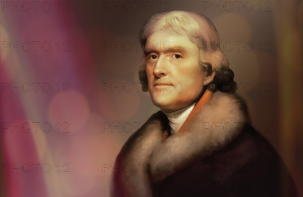 Portrait of Thomas Jefferson, 1743 - 1826, third president of the United States and principal author of the Declaration of Independence, digitally optimized based on a painting by Rembrandt Peale