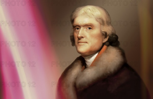 Portrait of Thomas Jefferson, 1743 - 1826, third president of the United States and principal author of the Declaration of Independence, digitally optimized based on a painting by Rembrandt Peale
