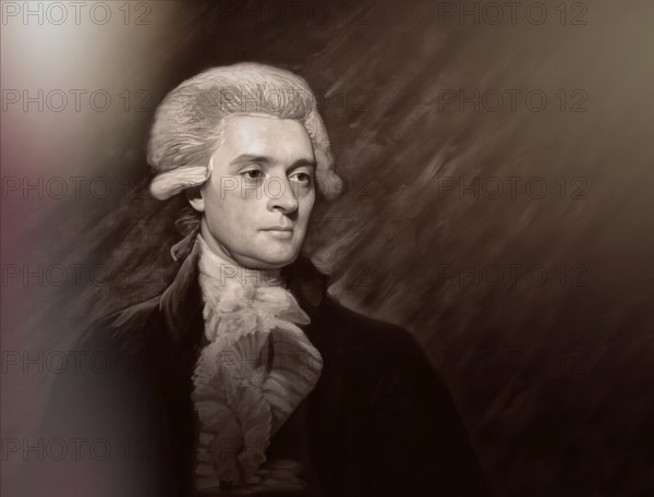 Portrait of Thomas Jefferson, 1743 - 1826, third president of the United States and principal author of the Declaration of Independence, digitally optimized based on a painting by Mather Brown