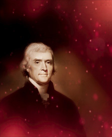 Portrait of Thomas Jefferson, 1743 - 1826, third president of the United States and principal author of the Declaration of Independence, digitally optimized based on a painting by Rembrandt Peale