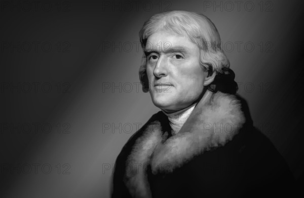 Portrait of Thomas Jefferson, 1743 - 1826, third president of the United States and principal author of the Declaration of Independence, digitally optimized based on a painting by Rembrandt Peale