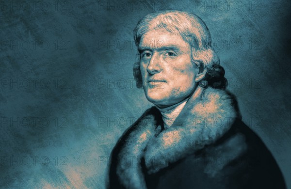 Portrait of Thomas Jefferson, 1743 - 1826, third president of the United States and principal author of the Declaration of Independence, digitally optimized based on a painting by Rembrandt Peale