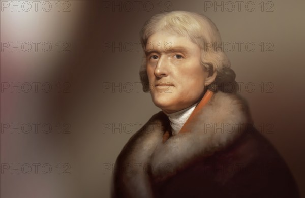 Portrait of Thomas Jefferson, 1743 - 1826, third president of the United States and principal author of the Declaration of Independence, digitally optimized based on a painting by Rembrandt Peale