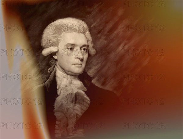 Portrait of Thomas Jefferson, 1743 - 1826, third president of the United States and principal author of the Declaration of Independence, digitally optimized based on a painting by Mather Brown