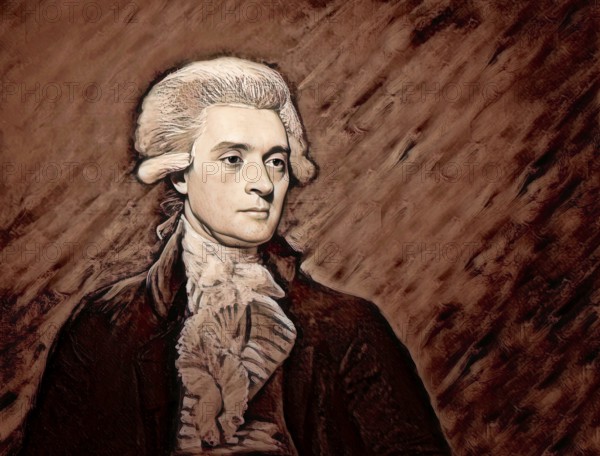 Portrait of Thomas Jefferson, 1743 - 1826, third president of the United States and principal author of the Declaration of Independence, digitally optimized based on a painting by Mather Brown