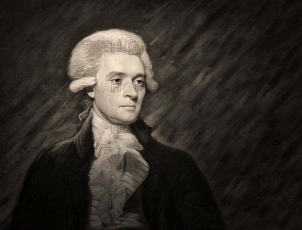 Portrait of Thomas Jefferson, 1743 - 1826, third president of the United States and principal author of the Declaration of Independence, digitally optimized based on a painting by Mather Brown