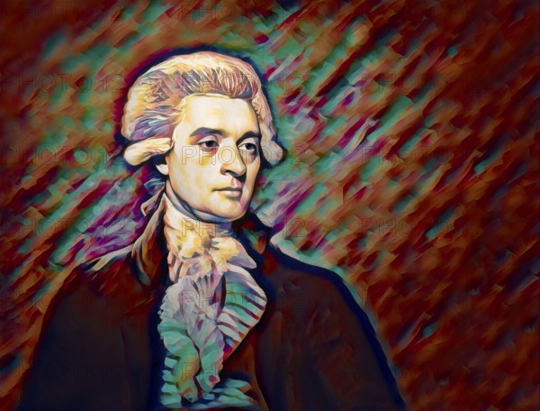Portrait of Thomas Jefferson, 1743 - 1826, third president of the United States and principal author of the Declaration of Independence, digitally optimized based on a painting by Mather Brown