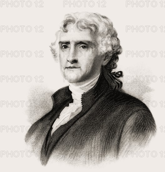 Portrait of Thomas Jefferson, 1743 - 1826, third president of the United States and principal author of the Declaration of Independence, digitally optimized