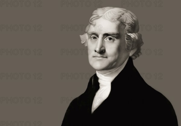 Portrait of Thomas Jefferson, 1743 - 1826, third president of the United States and principal author of the Declaration of Independence, digitally optimized