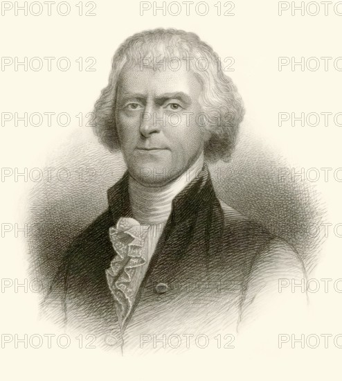 Portrait of Thomas Jefferson, 1743 - 1826, third president of the United States and principal author of the Declaration of Independence, digitally optimized