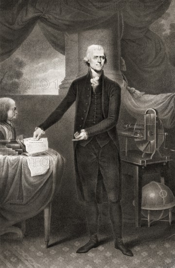 Portrait of Thomas Jefferson, 1743 - 1826, third president of the United States and principal author of the Declaration of Independence, digitally optimized