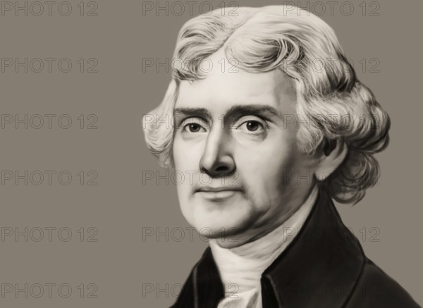 Portrait of Thomas Jefferson, 1743 - 1826, third president of the United States and principal author of the Declaration of Independence, digitally optimized