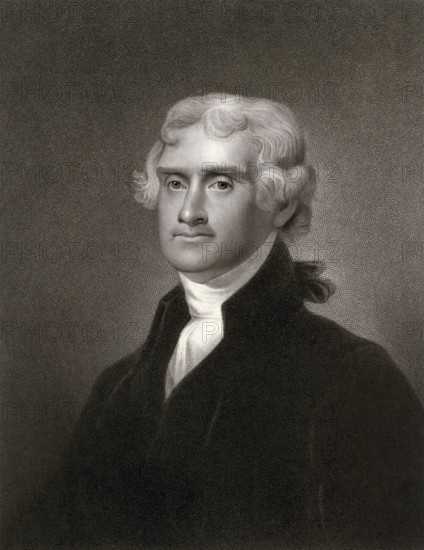 Portrait of Thomas Jefferson, 1743 - 1826, third president of the United States and principal author of the Declaration of Independence, digitally optimized