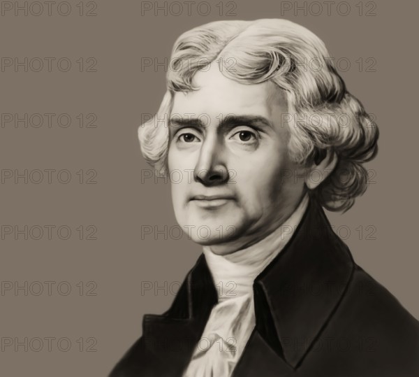 Portrait of Thomas Jefferson, 1743 - 1826, third president of the United States and principal author of the Declaration of Independence, digitally optimized