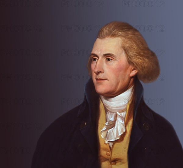 Portrait of Thomas Jefferson, 1743 - 1826, third president of the United States and principal author of the Declaration of Independence, digitally optimized based on a painting by Rembrandt Peale