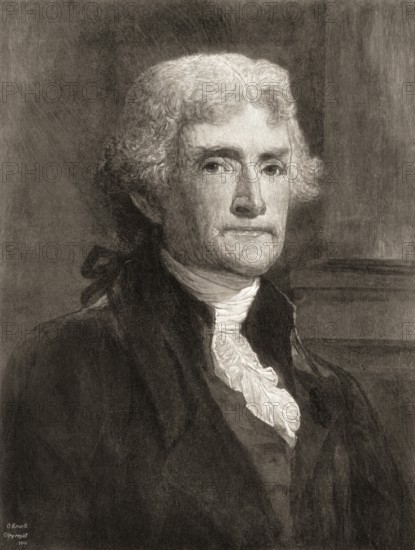 Portrait of Thomas Jefferson, 1743 - 1826, third president of the United States and principal author of the Declaration of Independence, digitally optimized