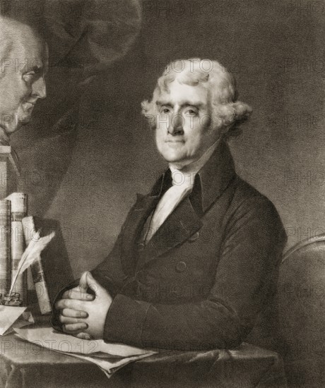 Portrait of Thomas Jefferson, 1743 - 1826, third president of the United States and principal author of the Declaration of Independence, digitally optimized