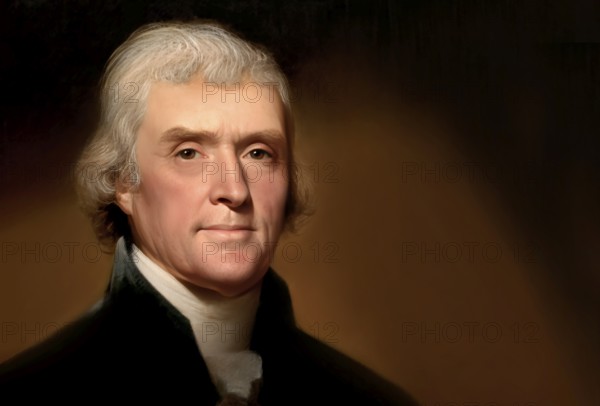 Portrait of Thomas Jefferson, 1743 - 1826, third president of the United States and principal author of the Declaration of Independence, digitally optimized based on a painting by Rembrandt Peale