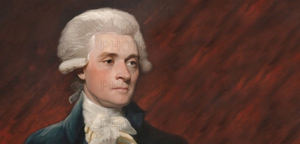 Portrait of Thomas Jefferson, 1743 - 1826, third president of the United States and principal author of the Declaration of Independence, digitally optimized based on a painting by Mather Brown