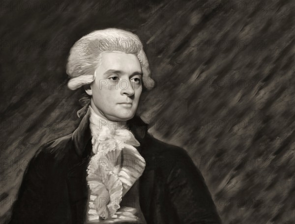 Portrait of Thomas Jefferson, 1743 - 1826, third president of the United States and principal author of the Declaration of Independence, digitally optimized based on a painting by Mather Brown