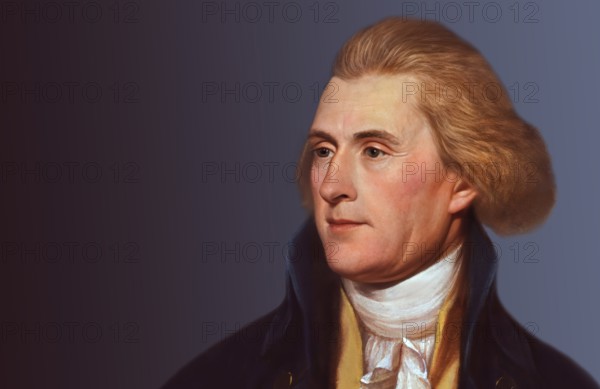 Portrait of Thomas Jefferson, 1743 - 1826, third president of the United States and principal author of the Declaration of Independence, digitally optimized based on a painting by Rembrandt Peale