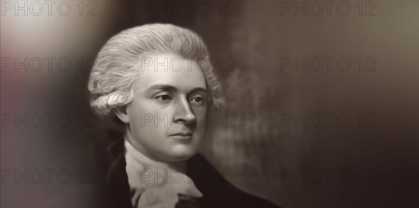 Portrait of Thomas Jefferson, 1743 - 1826, third president of the United States and principal author of the Declaration of Independence, digitally optimized