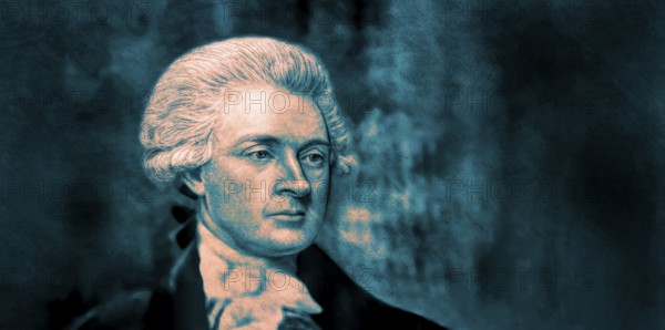 Portrait of Thomas Jefferson, 1743 - 1826, third president of the United States and principal author of the Declaration of Independence, digitally optimized