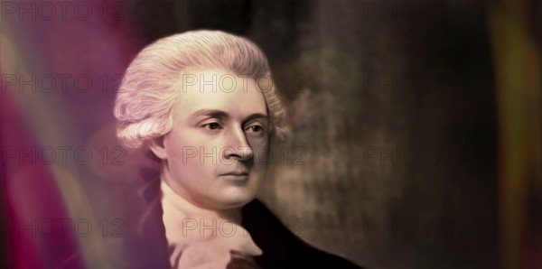 Portrait of Thomas Jefferson, 1743 - 1826, third president of the United States and principal author of the Declaration of Independence, digitally optimized