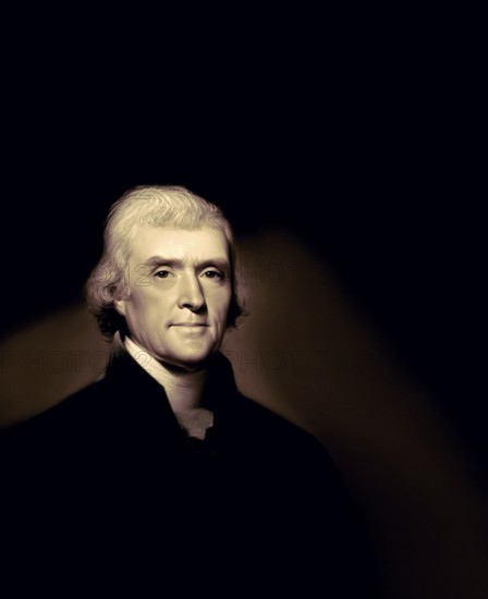 Portrait of Thomas Jefferson, 1743 - 1826, third president of the United States and principal author of the Declaration of Independence, digitally optimized based on a painting by Rembrandt Peale