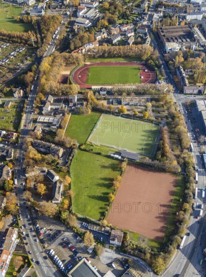 Aerial view, Wullenstadion, training grounds, Witten, Ruhr area, North Rhine-Westphalia, Germany