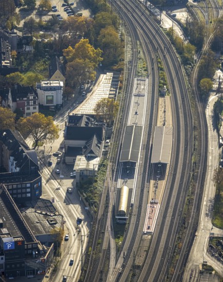 Aerial view, Witten main railway station, Bergerstraße bus station, centre, Witten, Ruhr area, North Rhine-Westphalia, Germany