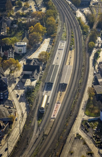 Aerial view, Witten main railway station, Bergerstraße bus station, centre, Witten, Ruhr area, North Rhine-Westphalia, Germany