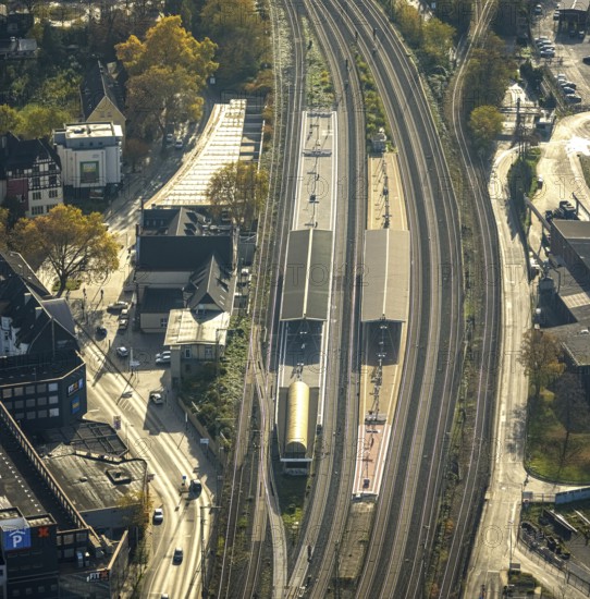 Aerial view, Witten main railway station, Bergerstraße bus station, centre, Witten, Ruhr area, North Rhine-Westphalia, Germany